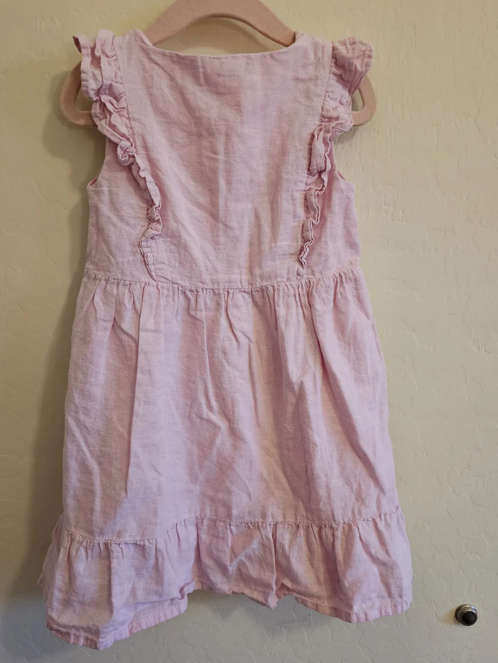 Gymboree Girls Ruffle Tiered Linen Pink Dress 4T
